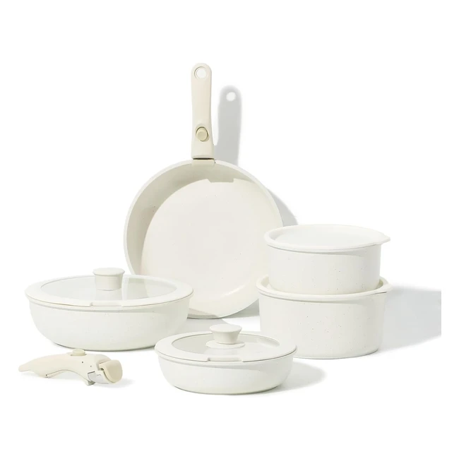 Pan Set 11-teilig 2026 cm Pfanne 1820 cm Topf 26 cm Bratpfanne mit abnehmbarem Griff stapelbarer Topfset mit Glasdeckel für alle Herde inklusive Induktion spülmaschinen- und ofenfest