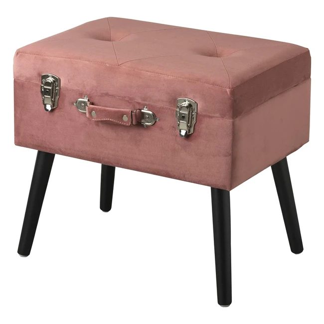 Puf con almacenaje terciopelo maleta 50x35x46 cm rosa