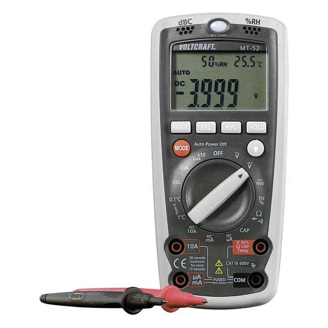 Multimtre Voltcraft MT52 - Mesure de lenvironnement - Cat III 600V - Affichag