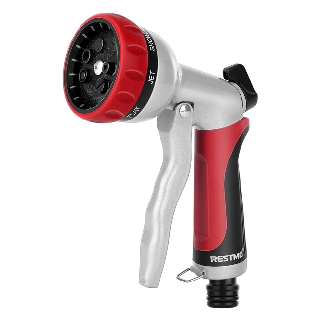 Restmo Hose Pipe Spray Gun - Heavy Duty Garden Hose Spray Gun, High Pressure Nozzle, 7 Patterns
