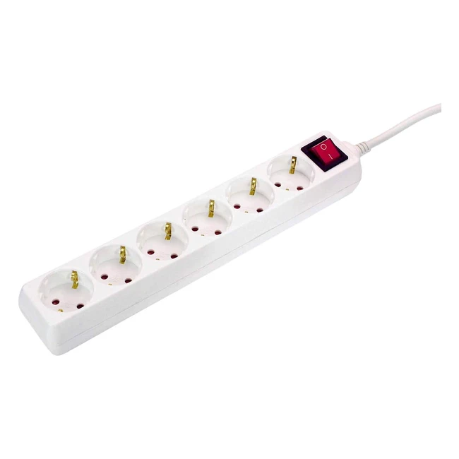 AS Schwabe Power Strip mit 6 Steckdosen, Mehrfachsteckdose mit Schalter