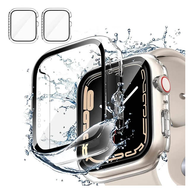 2 pezzi Cover trasparente per Apple Watch Serie 654 44mm con vetro temperato -