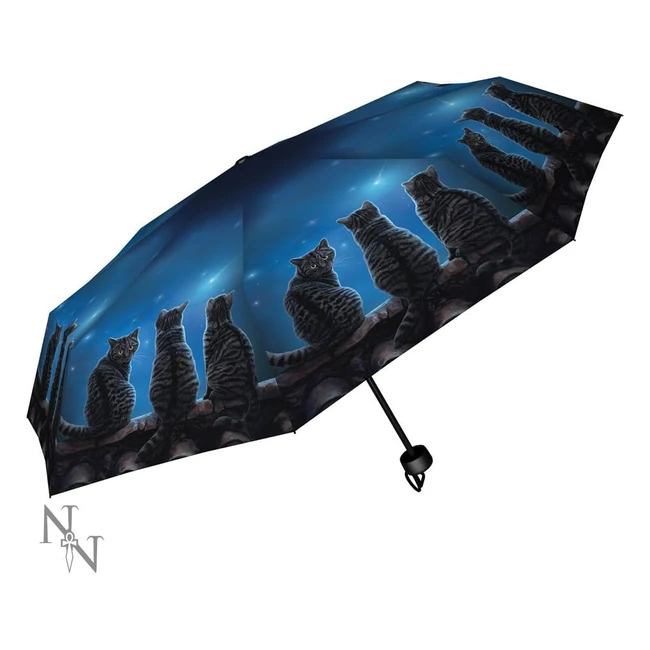 Parapluie bleu Lisa Parker 24 cm rtractable en plastique et mtal 190T pon