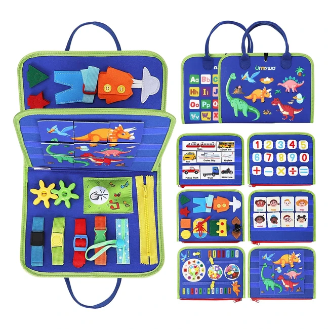 Busy Board Urmywo - Juguete Montessori para Niños Pequeños - Actividades de Aprendizaje - Regalos para Avión y Coche - Habilidades Motoras - Azul