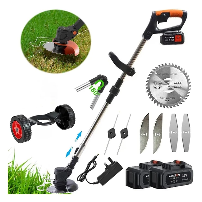 Foldable Cordless Strimmer with 2pcs 40Ah Batteries - Lightweight & Height Adjustable
