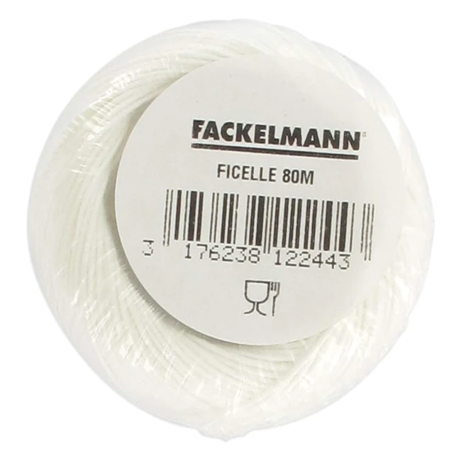 Ficelle Alimentaire Fackelmann 1224450 - Polyester Blanc 80m - Idéal pour Rôtis et Recettes