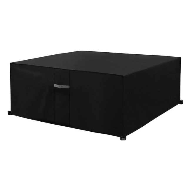 Dokon Garden Furniture Covers - Waterproof, Windproof, Anti-UV, Heavy Duty - 600D Oxford Fabric - Patio Set Cover - 150x150x75cm - Black