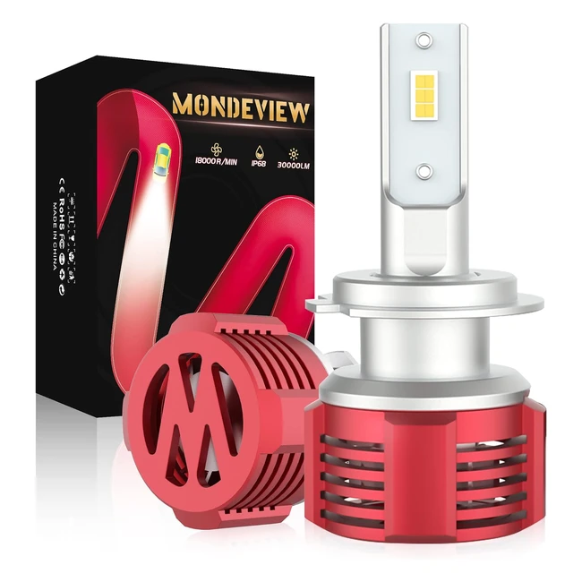 Mondeview 2022 - Lampadine H7 LED 60W 30000lm 6000K - Nuovo Design - Pi Lumino