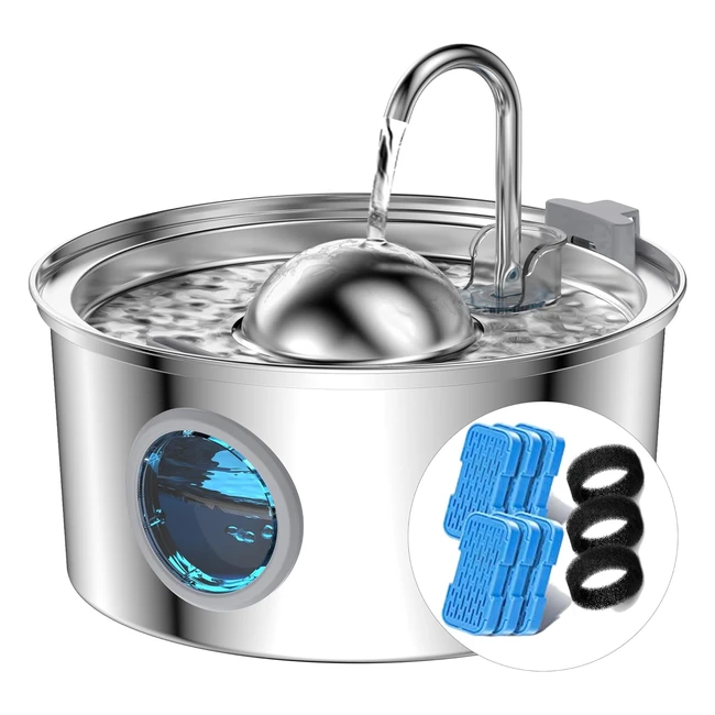 Fontaine à eau chat avec fenêtre transparente Aonboy 32L - Acier inoxydable - Filtre à charbon et éponge - Facile à nettoyer