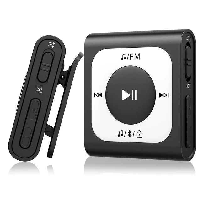 AGPTEK 64GB Reproductor MP3 Bluetooth 5.0 con Clip | Ideal para Deporte | Negro