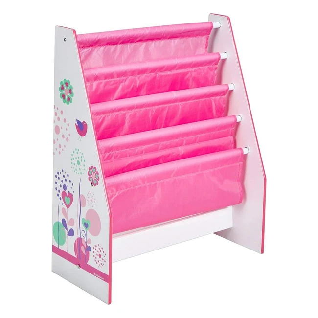 Bibliothèque bandoulière pour enfants Worlds Apart HelloHome - Motif fleurs et oiseaux - 23 x 51 x 60 cm
