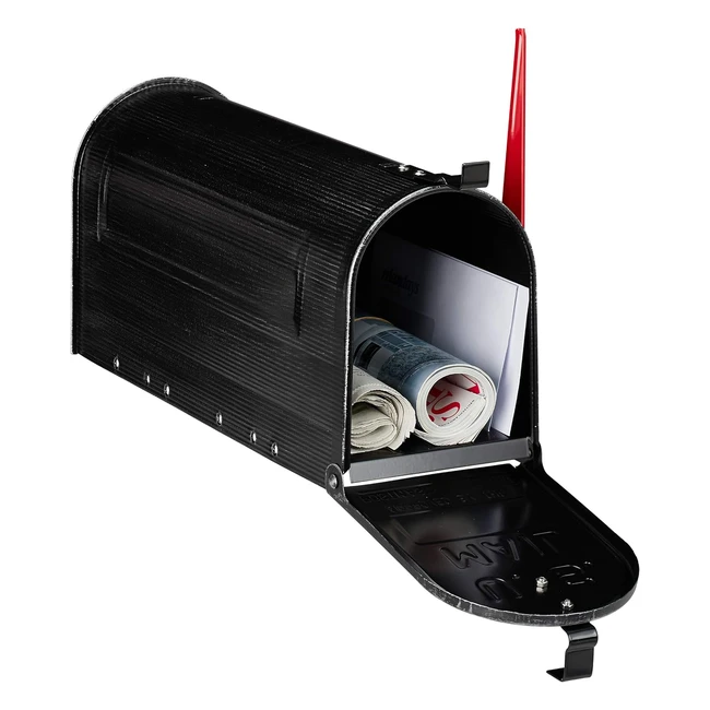 Cassetta Postale Vintage Americana, Acciaio Nero, 22x16x48 cm, Con Portagiornali