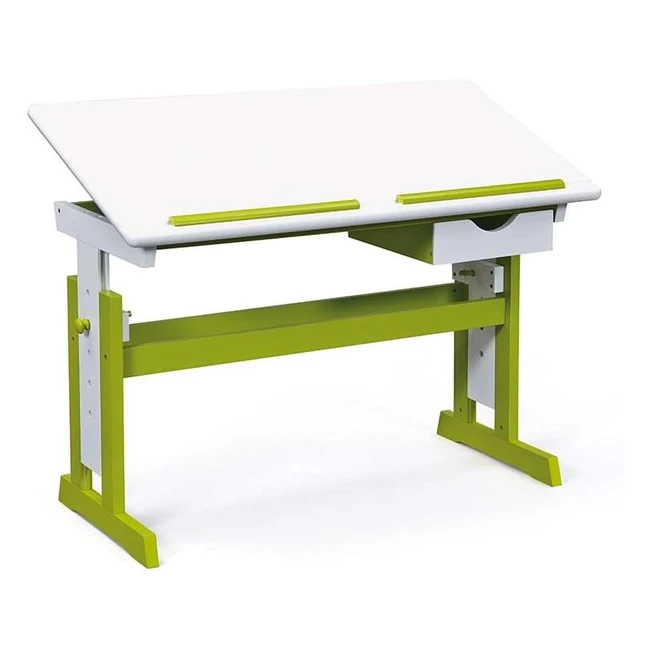 Inter Link Höhenverstellbarer Schreibtisch für Kinder und Studenten, Neigungsverstellung, Buchhalter, massives Holz, weiß lackiert