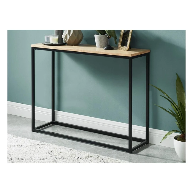 Console Industrielle Homifab 100x30x75 cm Noir et Effet Chêne - Collection Brixton