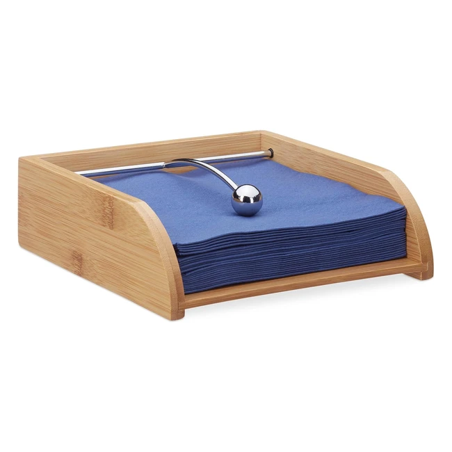 Porte-serviettes en bois Relaxdays 10024199 - 33 x 33 cm - Lest plat et plateau en bambou