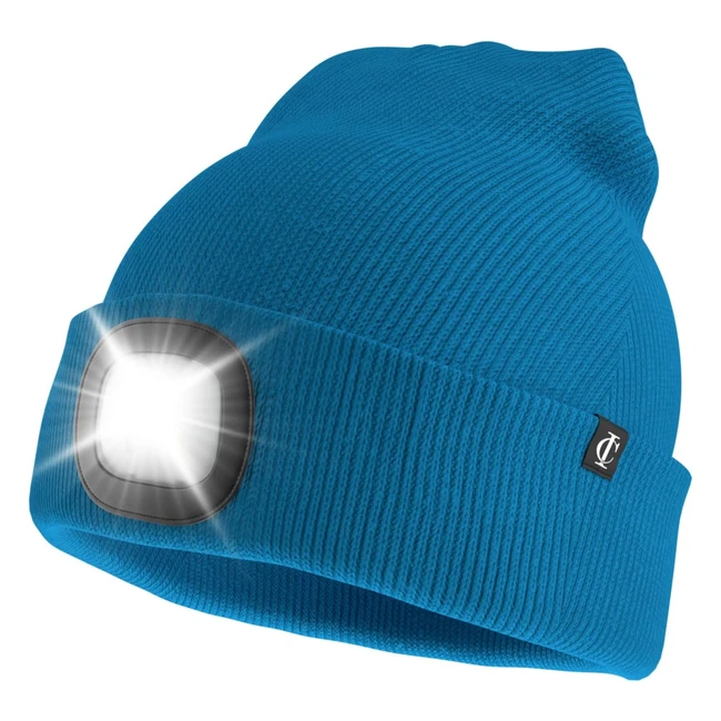 Idyllicomfort LED Lighted Beanie Hat - USB Rechargeable Hands-Free Headlamp Cap - Winter Warmer Knit Hat with Light