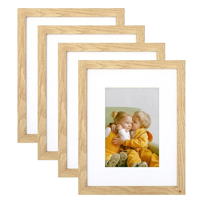 Wood Picture Photo Frame Set - 4 Sizes - 8x10 Inch - Wall Mount/Tabletop - Wood Grain