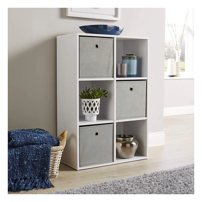 Home Source Storage Cube 6 Shelf Bookcase - White Furniture - W90cm D30cm H60cm