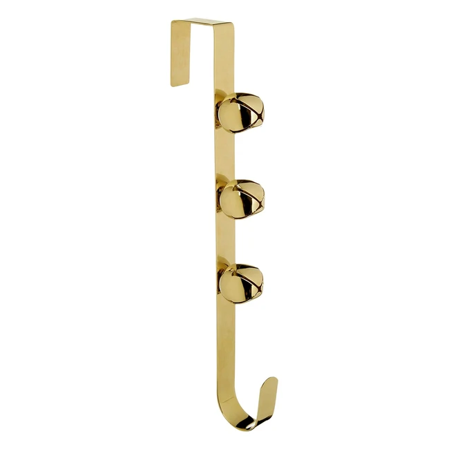 Gold Bells Wreath Hanger - Fits Most Doors - 38cm - No Tools Needed