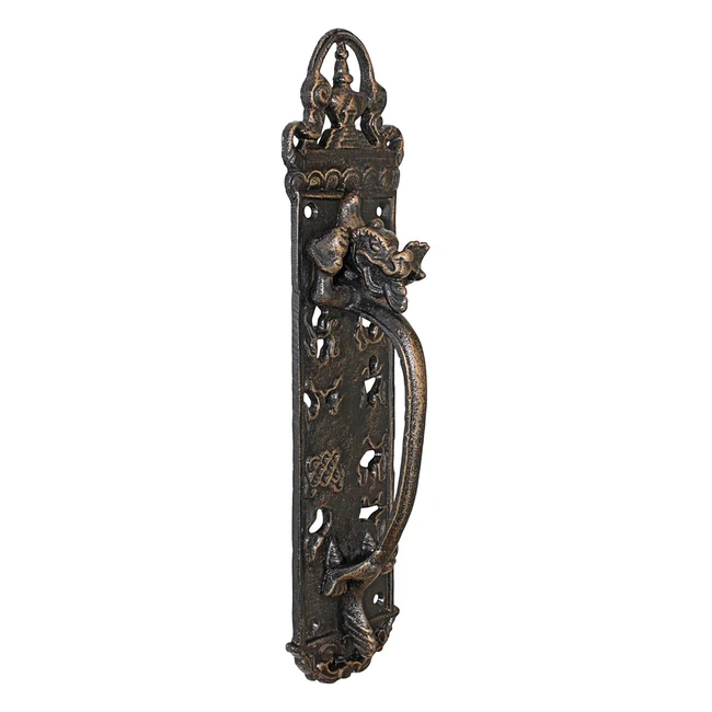 Poignée de porte dragon Durley, design gothique, plaque de pousse, 30 cm, fonte bronze