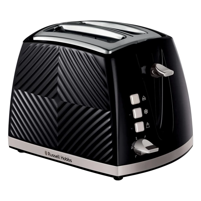 Russell Hobbs 26394 Textured 2 Slice Toaster - Tactile 3D Design - Frozen, Cancel, Reheat - 850W - Black