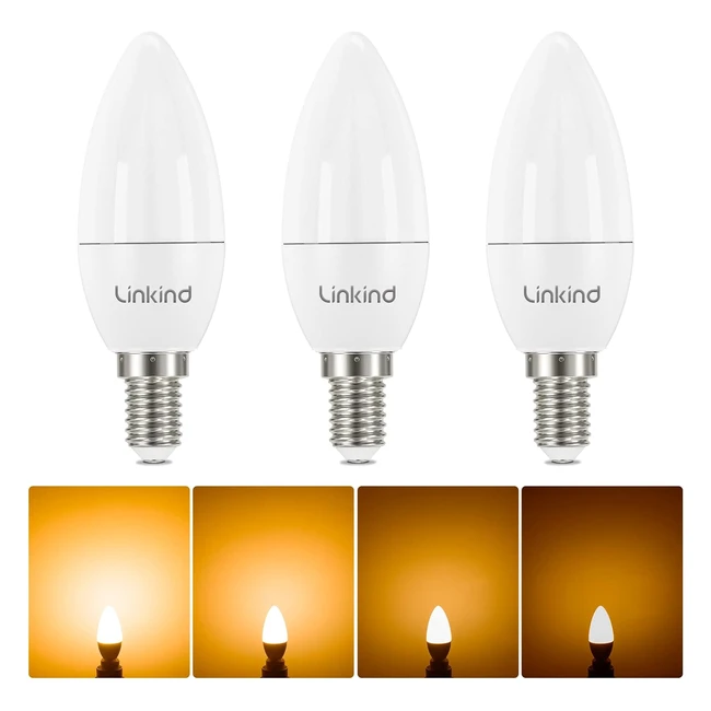 Linkind Dimmable E14 LED 42W Warmweiß Energiesparlampe 40W Äquivalent E14 Kerzenlampe 470lm 2700K B35 Kerzenform LED Lampe 3er Pack