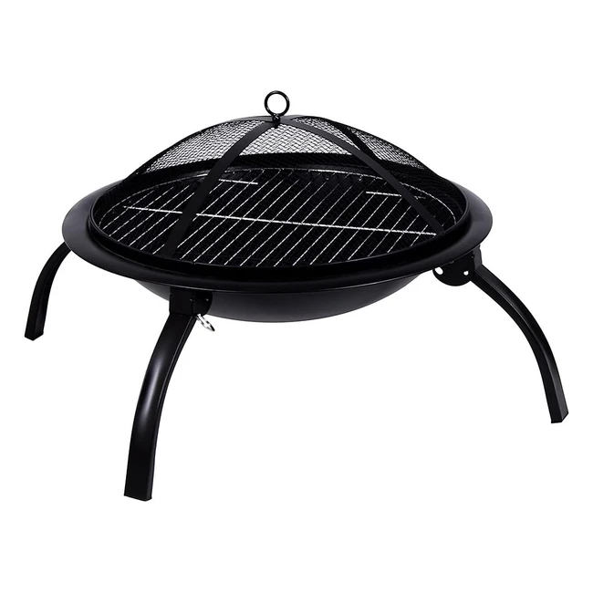Garden Vida Steel Fire Pit - Large, Portable, and Versatile | BBQ Grill, Poker, Mesh Lid | #OutdoorHeating