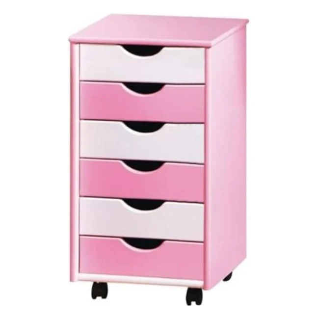 Inter Link Rollcontainer mit 6 Schubladen Massiv Kieferholz Pinkwei lackiert