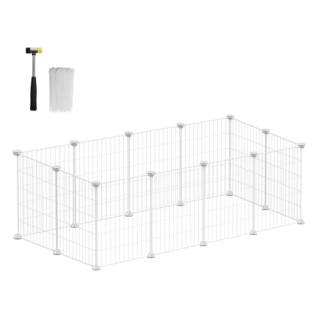 Songmics Guinea Pig Cage Indoor Rabbit Run Hutch Cage Exercise Enclosure DIY Metal Modular Fence LPI001W01