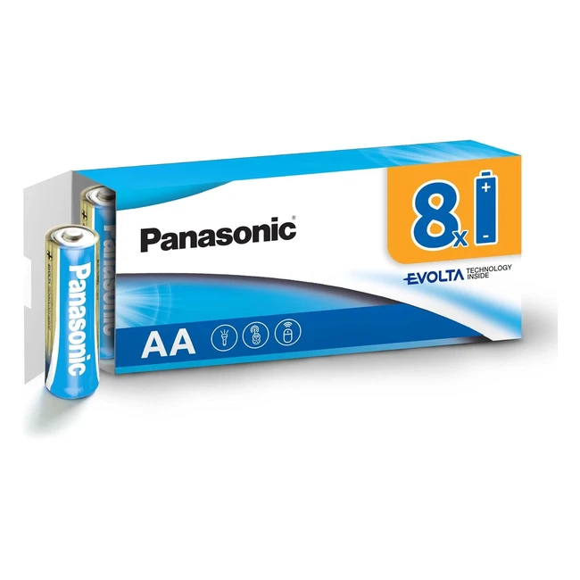 Pila Panasonic Evolta AA Mignon LR6 (Paquete de 8) - Tecnología de Larga Duración