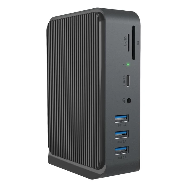 ICY BOX USB-C Docking Station 14in1 für 2 Monitore 2x HDMI 7-fach USB 3.0 Hub Gigabit Ethernet Audio SD-Kartenleser DisplayLink Anthrazit IB-DK2261AC