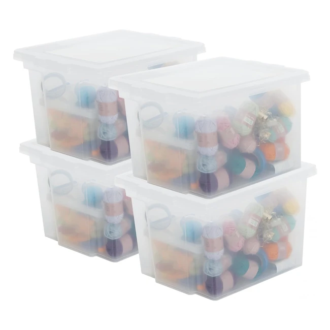 IRIS Ohyama Plastic Storage Boxes - Set of 8 10L - Nestable  Stackable - BPA-F