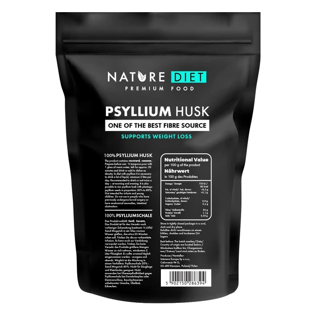 Nature Diet Psyllium Husk 1000g - Source of Fiber Digestion Detox