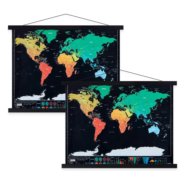 Cornici per poster A4 - Ganci in legno magnetici - Kit da appendere per stampe artistiche - Nero