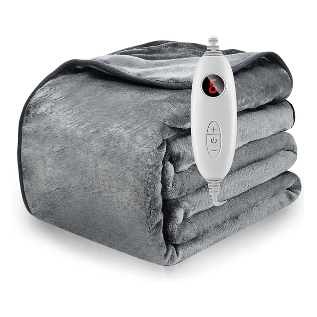 Manta Eléctrica de Franela Suave 130x160cm - 6 Niveles de Temperatura - Apagado Automático