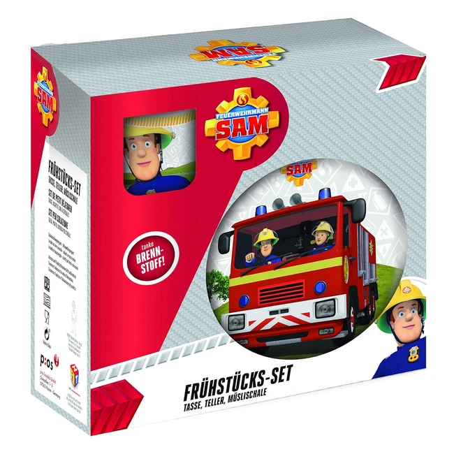 Set Colazione Pompiere Sam 3 Pezzi - Multicolore