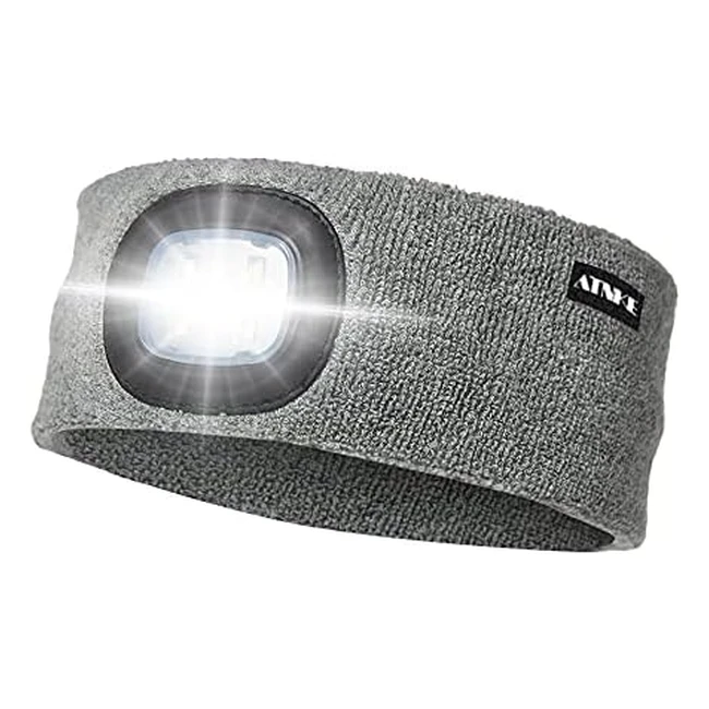 ATNKE LED Lighted Headband USB Rechargeable Running Hat - Ultra Bright 4 LED Wat