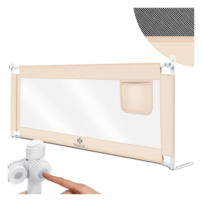 Kesser Bettgitter 150 cm Kinderschutzgitter für Kinderbett, klappbar, tragbar, beige