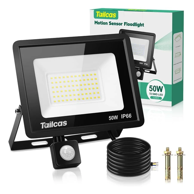 Focos LED Exterior Tailcas 50W - Sensor Movimiento - 6500K - 4500lm