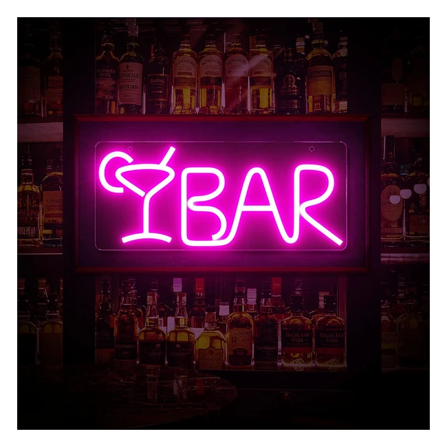 Mede Neon Bar Sign Pink with Dimmer Switch - Eye-catching Bar Light Up Signs - U