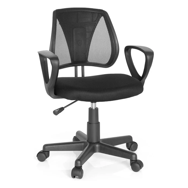 HJH Office 725106 Kinder- und Jugenddrehstuhl Kiddy CD, Netzstoff, Schwarz, Höhenverstellbare Rückenlehne, Stuhl mit Armlehnen