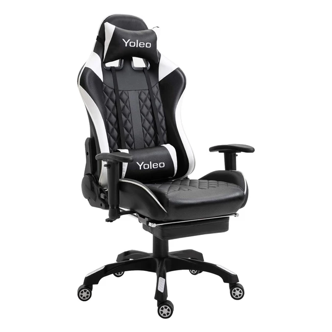 Silla Gaming Profesional Yoleo - Ajustable y Ergonómica - Carga Máxima 150kg - Blanco