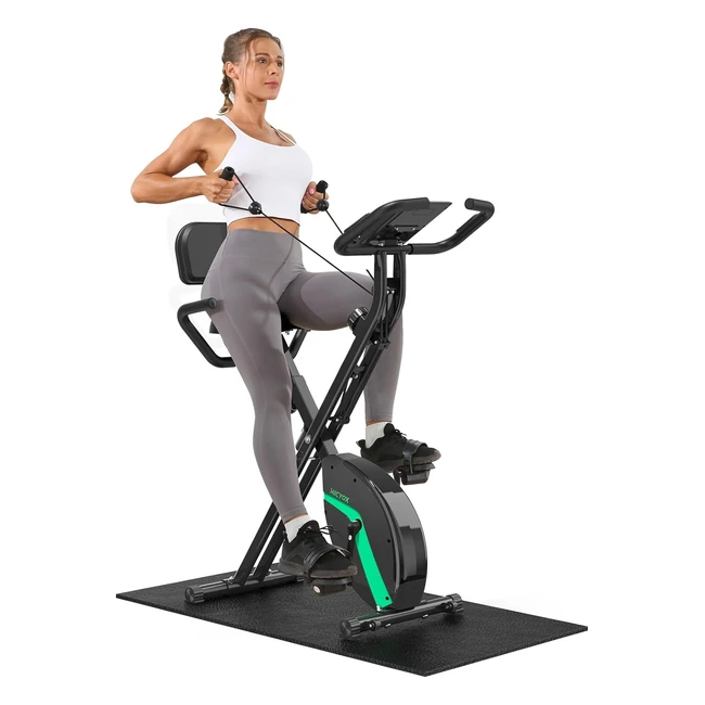Bicicleta estática Micyox MX600 - Plegable y magnética, con pantalla LCD y sensor de frecuencia cardíaca - Ahorra espacio