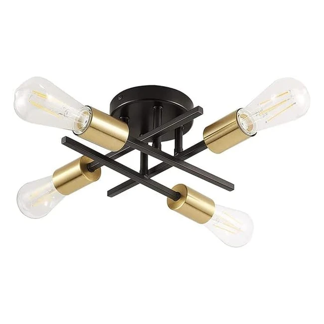 Vintage Sputnik Ceiling Light Fixtures - Modern Black 4-Light Chandelier