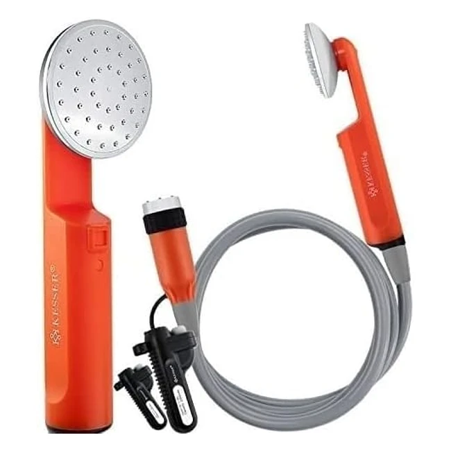 Kesser Campingdusche mit Akku-Tauchpumpe, Handbrause, 2x 2200mAh Lithium-Akku, USB-Ladekabel, für Camping, Garten, Auto, Outdoor, Hundedusche, Autoreinigung inkl. Tragetasche, 12V Pumpe