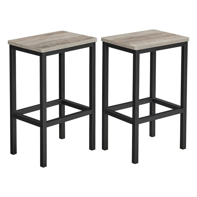 Set 2 Sgabelli da Bar Industriali Greige e Nero LBC065B02