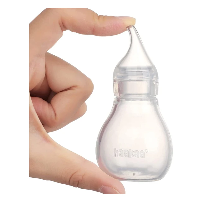 Haakaa Silicone Nasal Aspirator - Baby Safe Nose Cleaner - Easy-Squeeze Bulb Syr