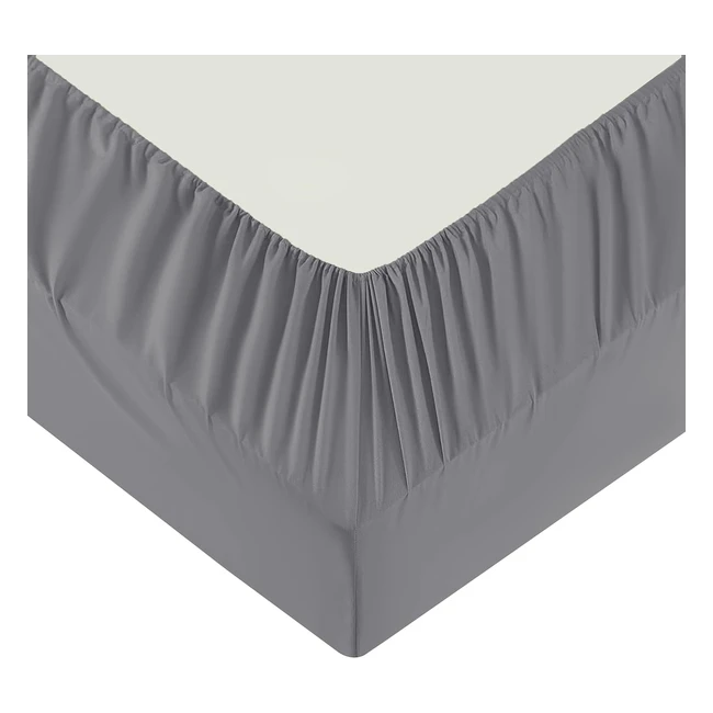 Moonlight Bedding Single Fitted Sheet - 25cm Deep Pockets - Elastic - Grey - Fade Resistant - Wrinkle Free - Easy Care - 91 x 190 cm