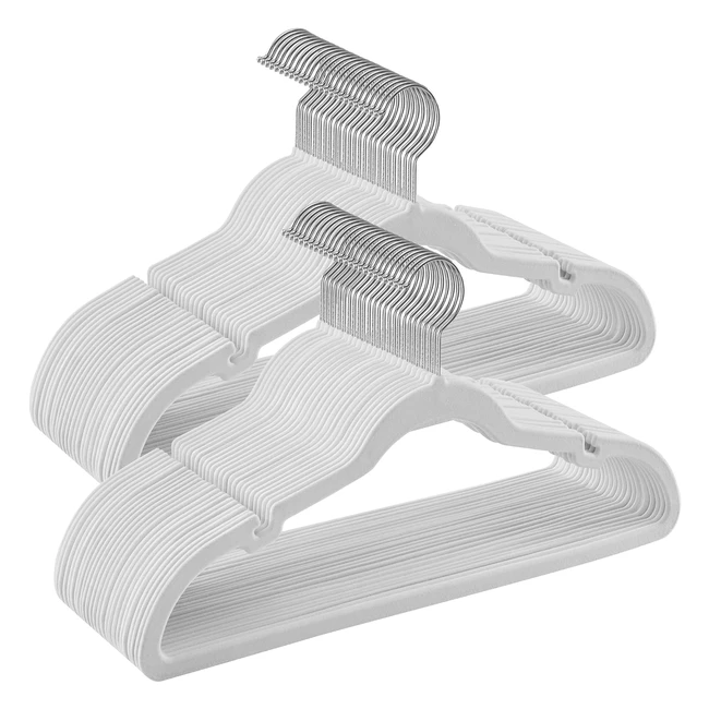Perchas de terciopelo Songmics juego de 50 piezas - Antideslizantes, ranuras para hombros, gancho giratorio 360°