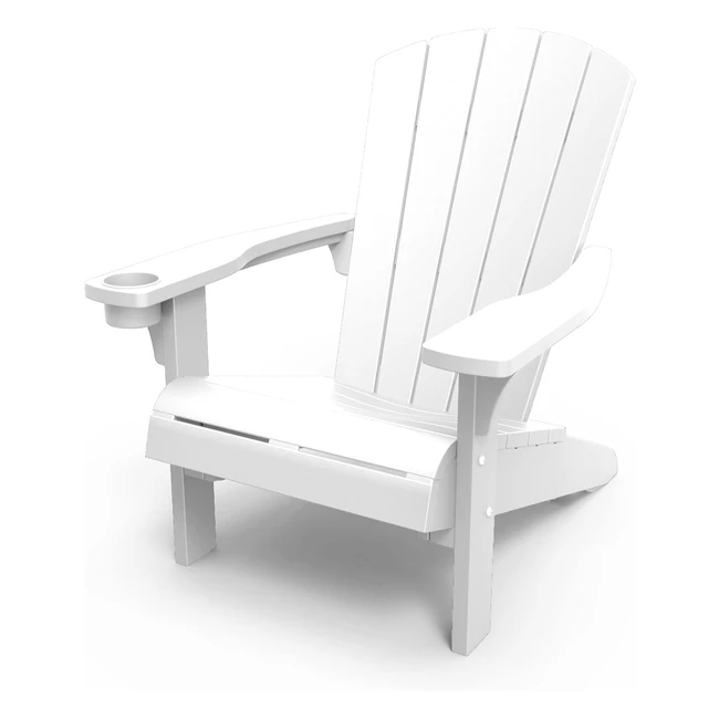 Keter Alpine Adirondack Chair, wetterfester Gartenstuhl mit Becherhalter, weiß, 93 x 81 x 965 cm